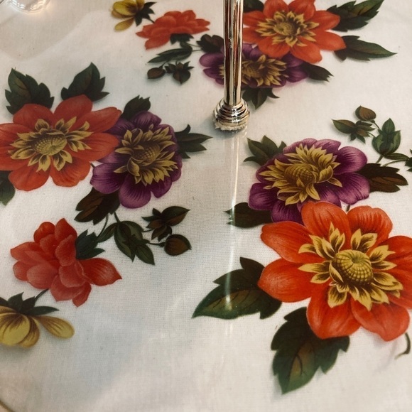 Vintage Two Tier Tidbit Candy Tray Ruffle Gold Edge Floral Glass - Picture 2 of 5